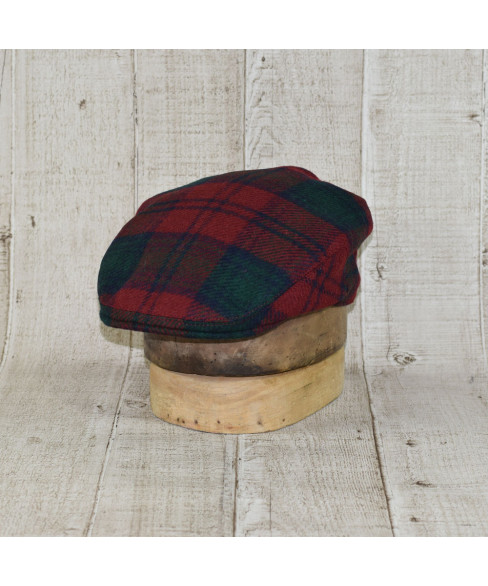 Sapca Model Tweed Clasic Carou Rosu Inchis Cu Verde Inchis 
