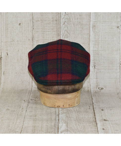 Sapca Model Tweed Clasic Carou Rosu Inchis Cu Verde Inchis 