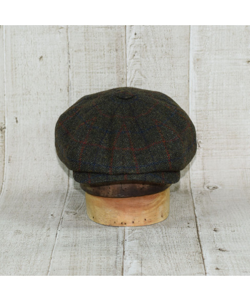 Sapca Model Newsboy Peaky Blinders Herringbone Kaki Carou Portocaliu Cu Albastru 