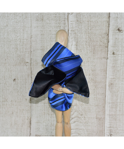 Batista De Buzunar Cu Doua Fete Albastru Cu Dungi Si Negru 