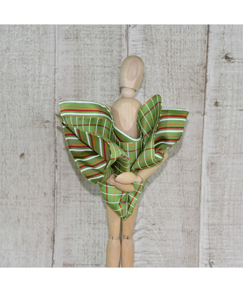 Batista De Buzunar Verde Cu Dungi Rosii Si Albe 