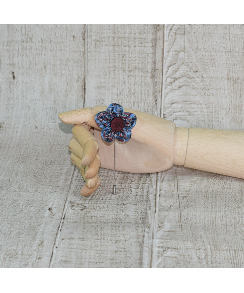 Floare Pin De Rever Bleu Cu Print Paiseley Burgundy Floare Pin De Rever Bleu Cu Print Paiseley Burgundy