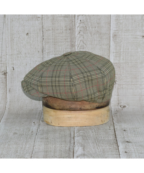 Sapca Model Newsboy Peaky Blinders Caro Kaki Cu Rosu