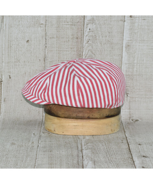 Sapca Model Newsboy Peaky Blinders Doc Dungi Rosu Cu Alb